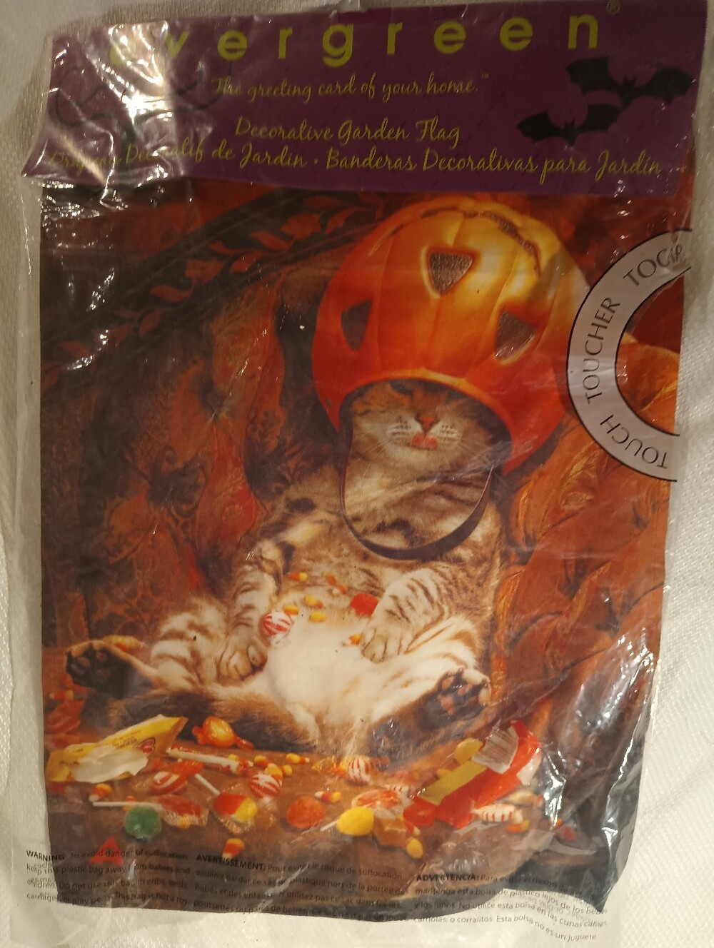Kitten With Pumpkin on Head Garden Flag